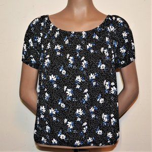 Arizona Jean Co Black Boho Floral Blouse NWT